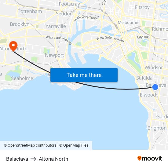 Balaclava to Altona North map