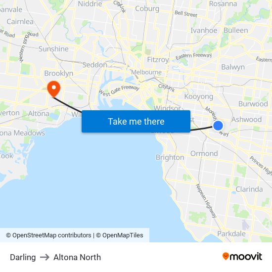 Darling to Altona North map