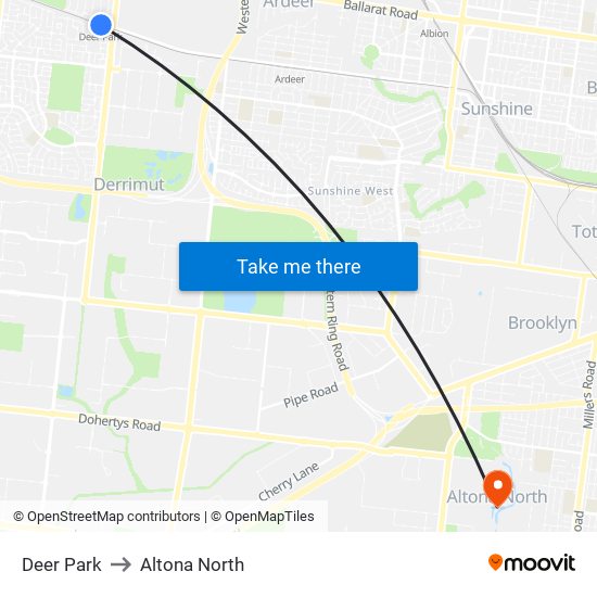 Deer Park to Altona North map