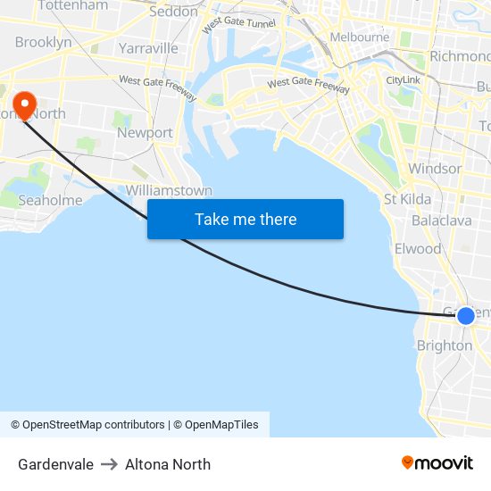 Gardenvale to Altona North map