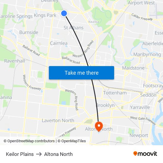 Keilor Plains to Altona North map