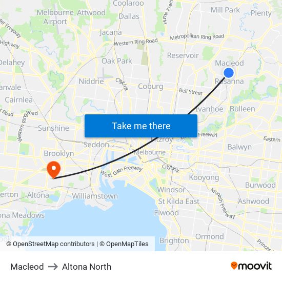 Macleod to Altona North map