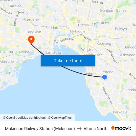 Mckinnon Railway Station (Mckinnon) to Altona North map