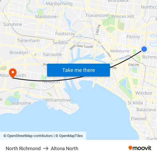 North Richmond to Altona North map