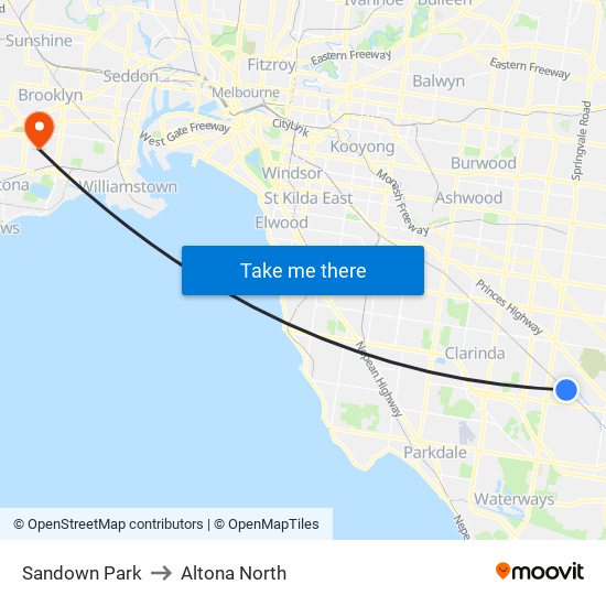 Sandown Park to Altona North map