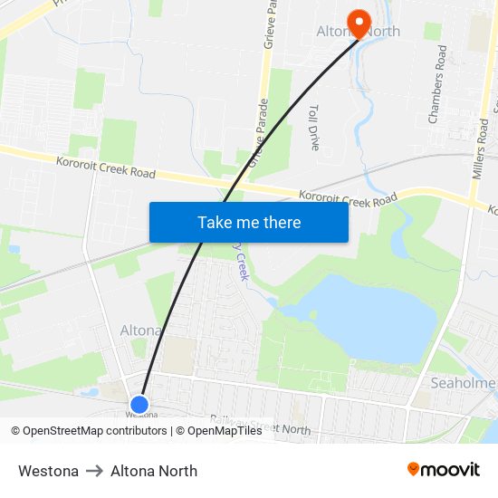 Westona to Altona North map