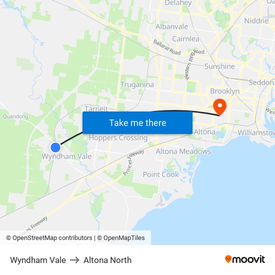 Wyndham Vale to Altona North map