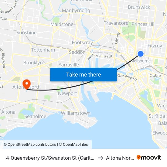 4-Queensberry St/Swanston St (Carlton) to Altona North map