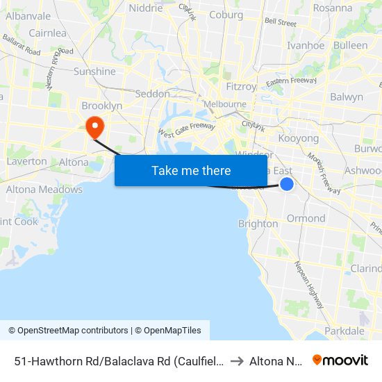 51-Hawthorn Rd/Balaclava Rd (Caulfield North) to Altona North map