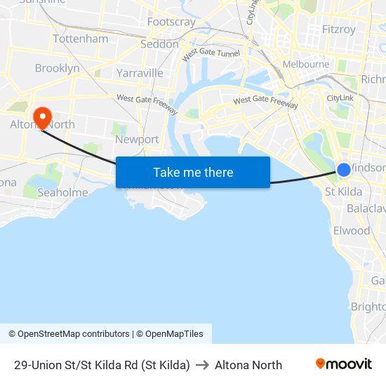 29-Union St/St Kilda Rd (St Kilda) to Altona North map