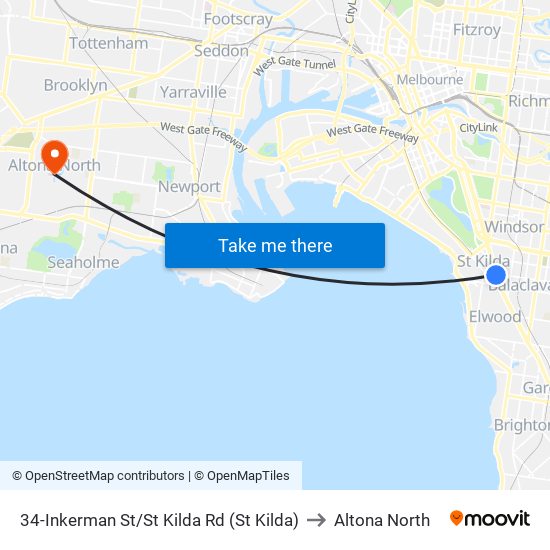 34-Inkerman St/St Kilda Rd (St Kilda) to Altona North map