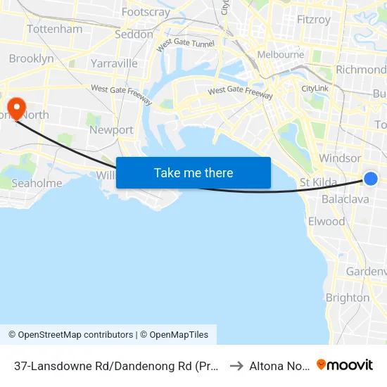 Lansdowne Rd/Dandenong Rd #37 to Altona North map