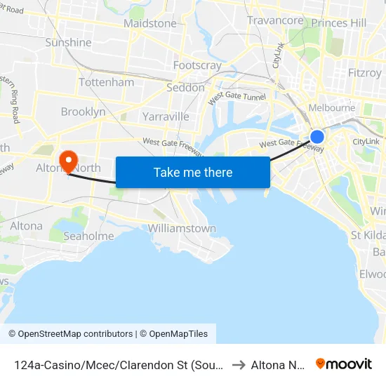 Casino/Mcec/Clarendon St #124a to Altona North map