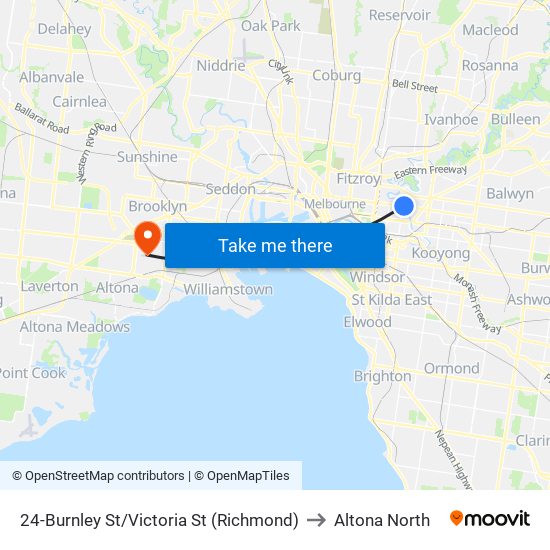 24-Burnley St/Victoria St (Richmond) to Altona North map