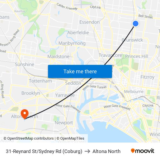 31-Reynard St/Sydney Rd (Coburg) to Altona North map