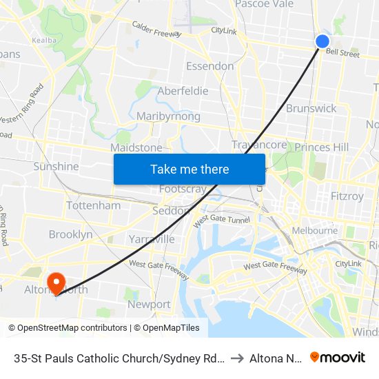 35-St Pauls Catholic Church/Sydney Rd (Coburg) to Altona North map