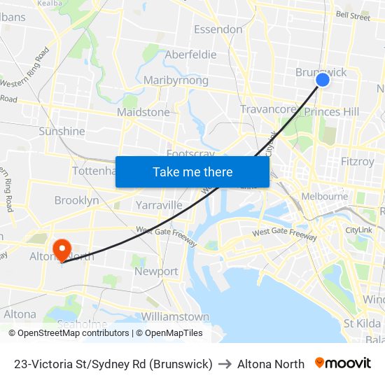 23-Victoria St/Sydney Rd (Brunswick) to Altona North map
