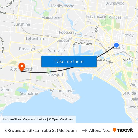 6-Swanston St/La Trobe St (Melbourne City) to Altona North map