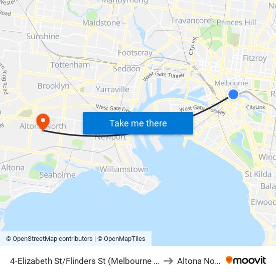 4-Elizabeth St/Flinders St (Melbourne City) to Altona North map