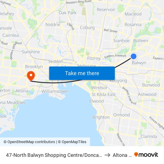 47-North Balwyn Shopping Centre/Doncaster Rd (Balwyn North) to Altona North map