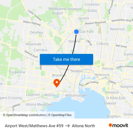 Airport West/Matthews Ave #59 to Altona North map
