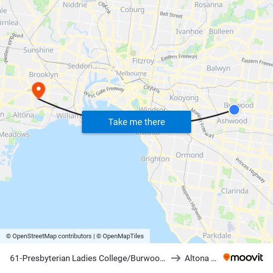 61-Presbyterian Ladies College/Burwood Hwy (Burwood) to Altona North map