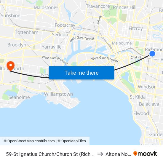 59-St Ignatius Church/Church St (Richmond) to Altona North map