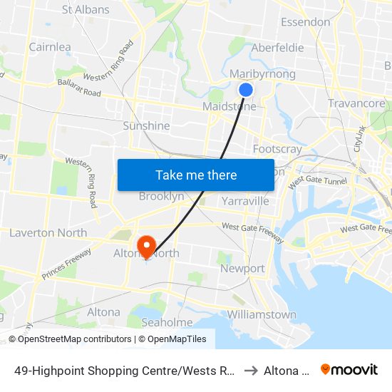 49-Highpoint Shopping Centre/Wests Rd (Maribyrnong) to Altona North map
