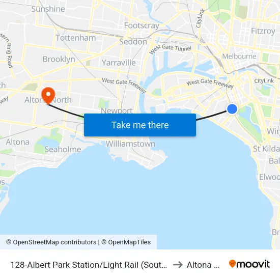 Albert Park Station/Light Rail #128 to Altona North map