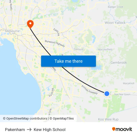 Pakenham to Kew High School map