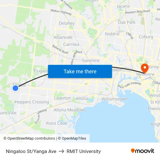 Ningaloo St/Yanga Ave to RMIT University map