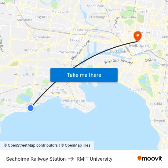 Seaholme Railway Station to RMIT University map