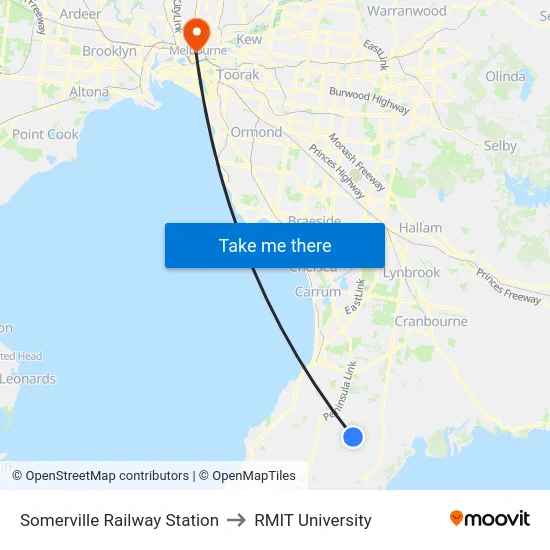 Somerville Railway Station to RMIT University map