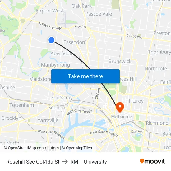 Rosehill Sec Col/Ida St to RMIT University map