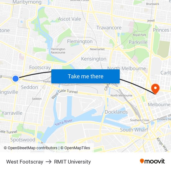 West Footscray to RMIT University map