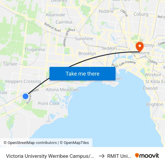 Victoria University Werribee Campus/235 Hoppers Lane to RMIT University map