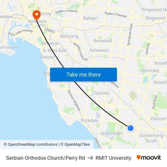 Serbian Orthodox Church/Perry Rd to RMIT University map