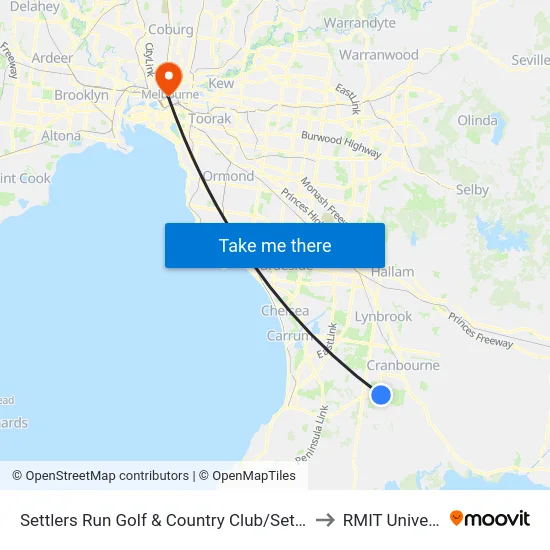 Settlers Run Golf & Country Club/Settlers Run to RMIT University map