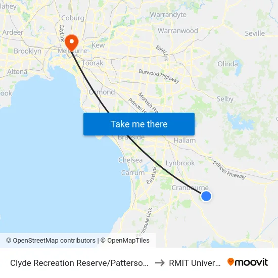 Clyde Recreation Reserve/Pattersons Rd to RMIT University map