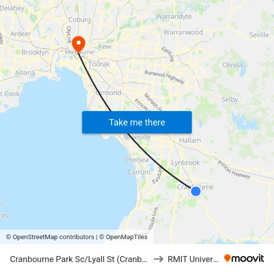 Cranbourne Park Sc/Lyall St to RMIT University map