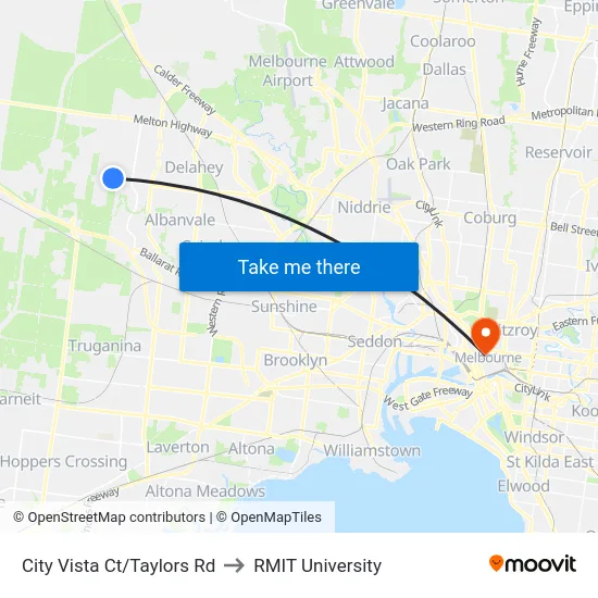 City Vista Ct/Taylors Rd to RMIT University map