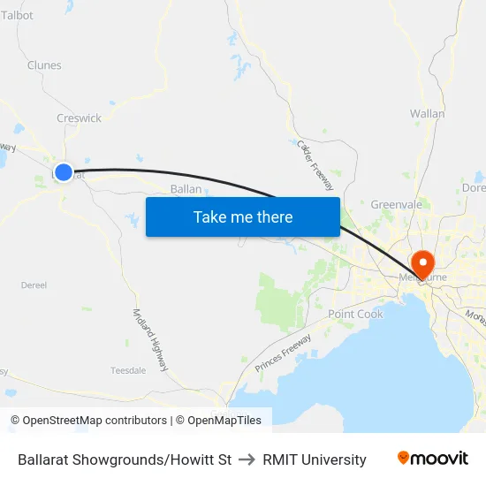 Ballarat Showgrounds/Howitt St to RMIT University map