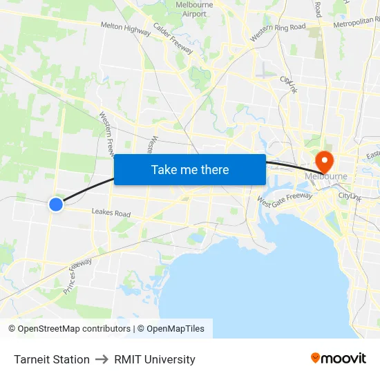 Tarneit Station to RMIT University map