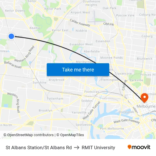 St Albans Station/St Albans Rd to RMIT University map