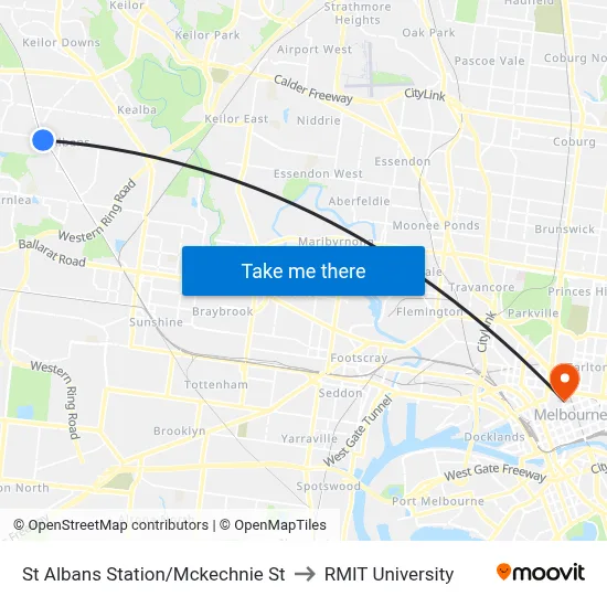 St Albans Station/Mckechnie St to RMIT University map