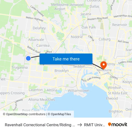 Ravenhall Correctional Centre/Riding Boundary Rd to RMIT University map
