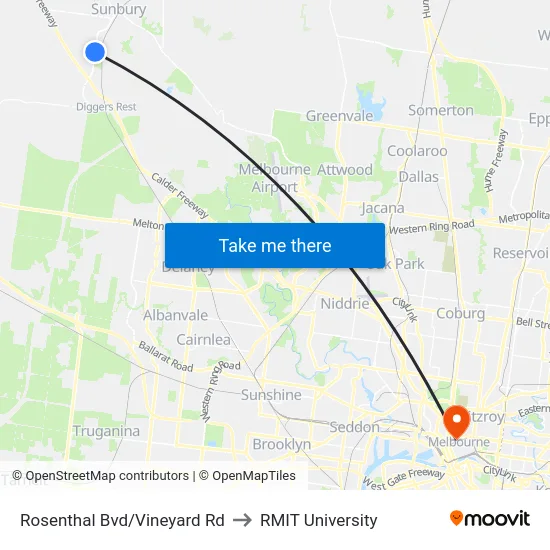 Rosenthal Bvd/Vineyard Rd to RMIT University map
