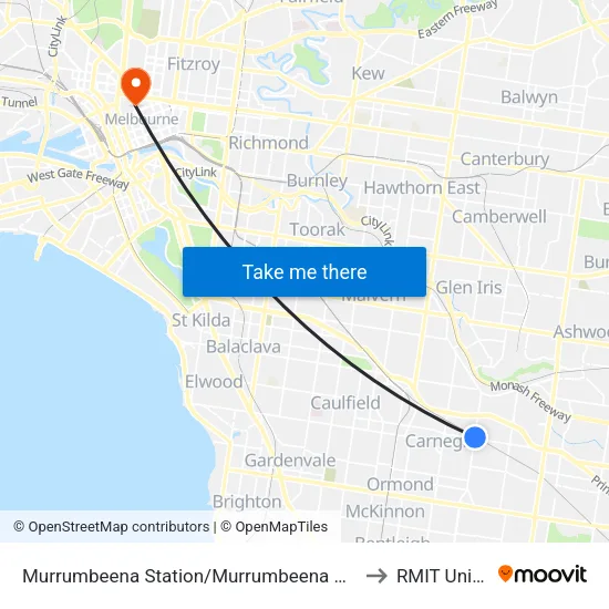 Murrumbeena Station/Murrumbeena Rd to RMIT University map