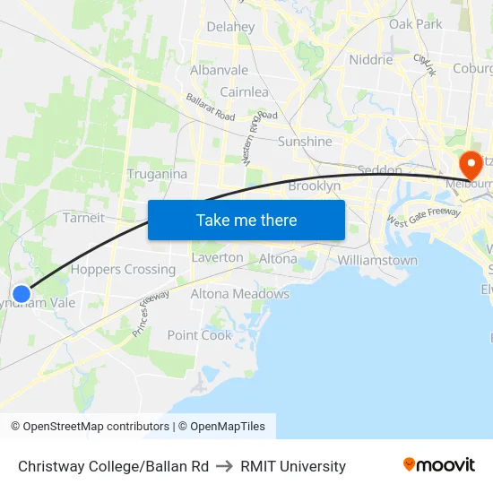 Christway College/Ballan Rd to RMIT University map