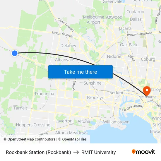 Rockbank Station to RMIT University map